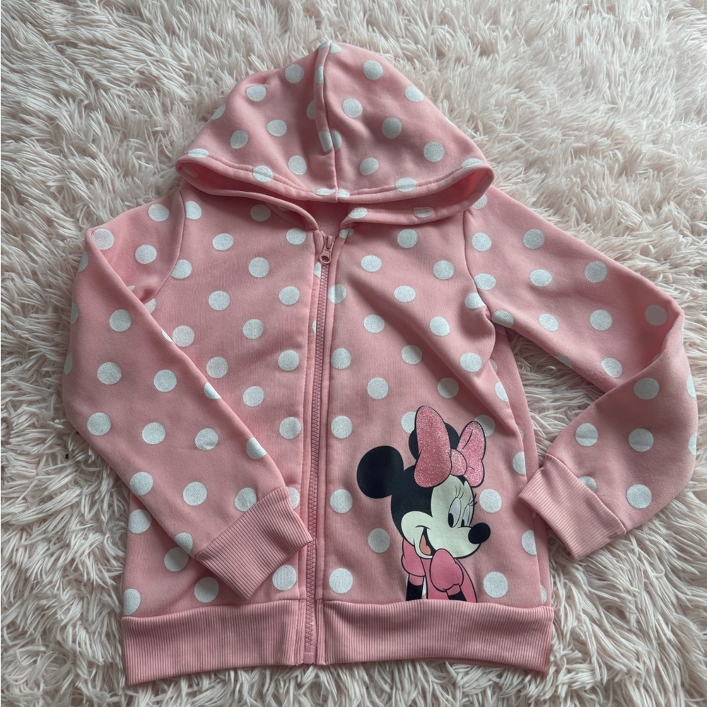 Disney Pink and White Minnie Mouse Hoodie Sweatshirt
